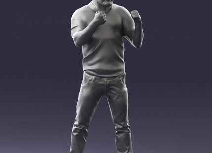 Older Male With Fists Up To Fight Figure
