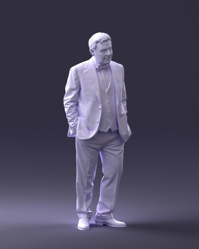 Older Male In Suit And Bow Tie Figure