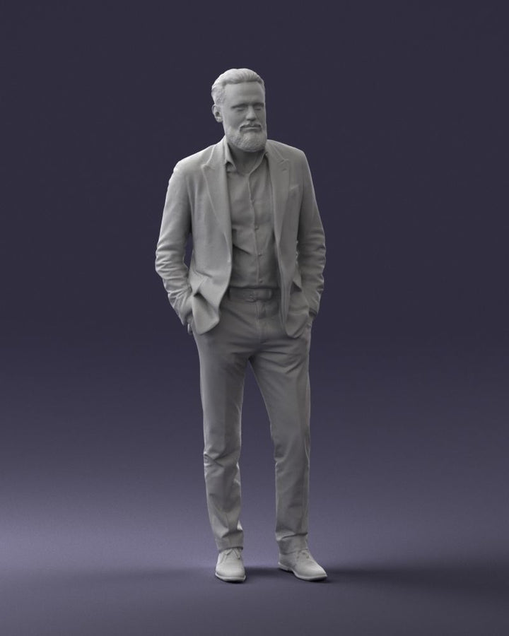 Older Bearded Male In Shirt And Jacket Figure
