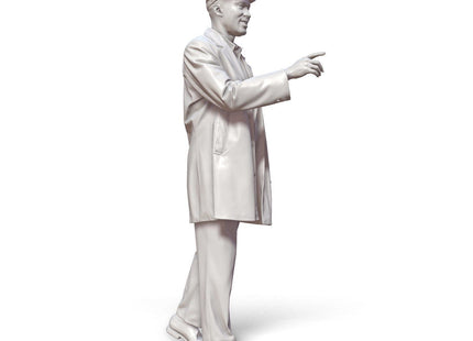 Walking Male In Coat Pointing Wearing Flat Cap Figure