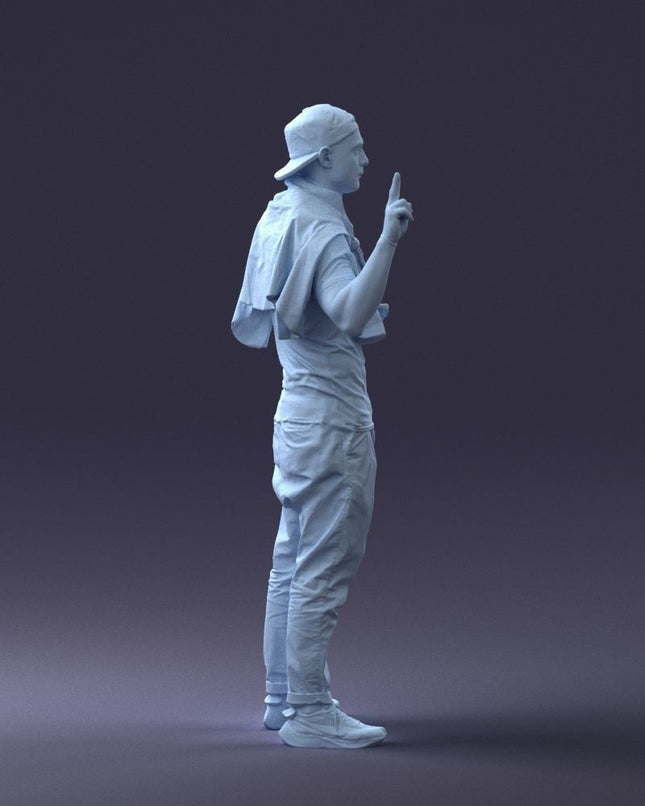 Young Male Victory Fingers Up Figure