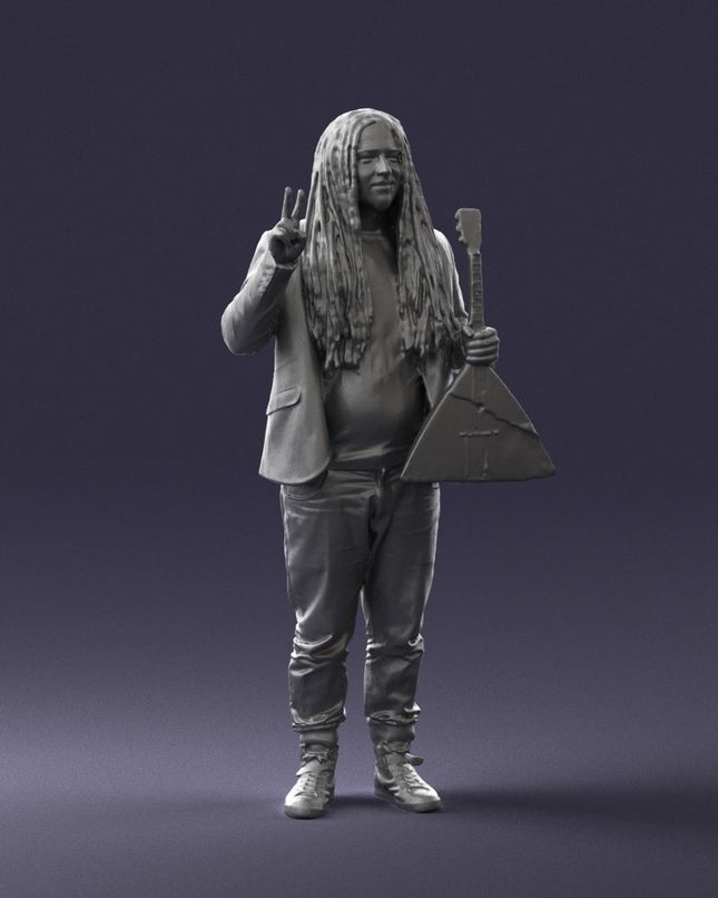 Male With Dreadlocks And Stringed Musical Instrument Figure