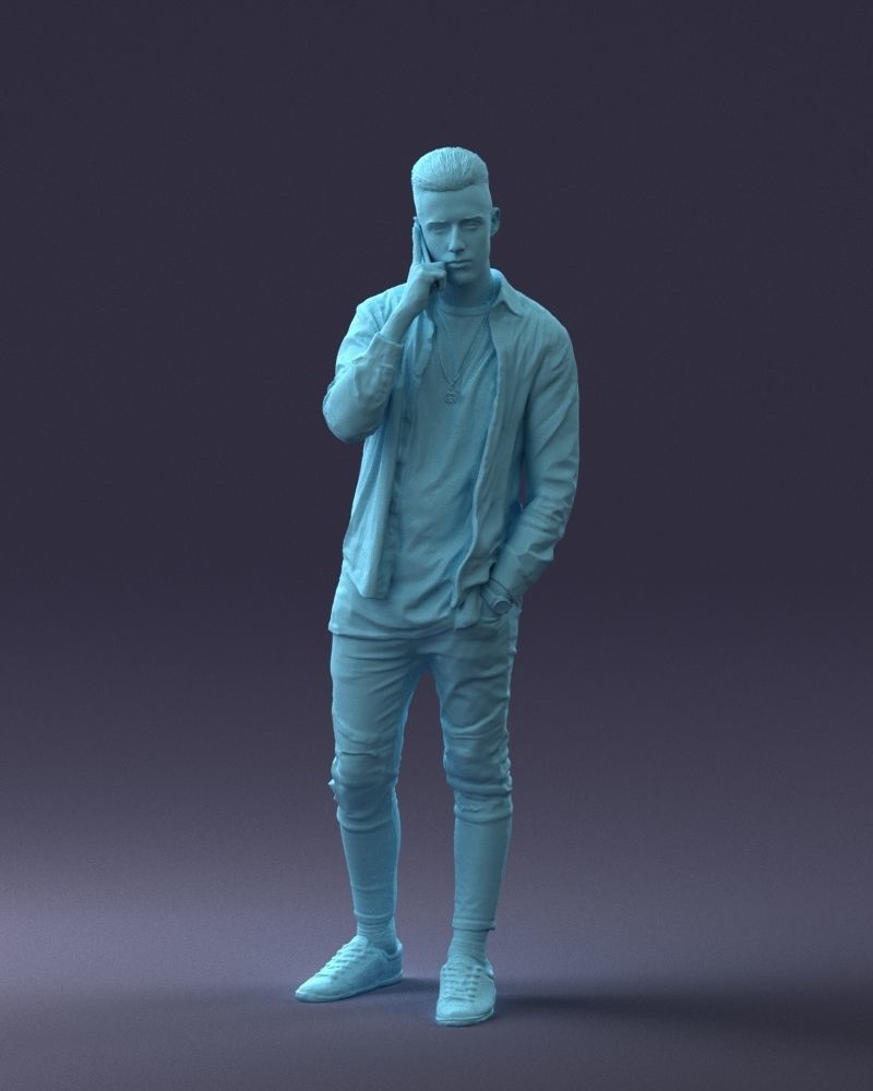 Young Male With Mobile Phone Figure