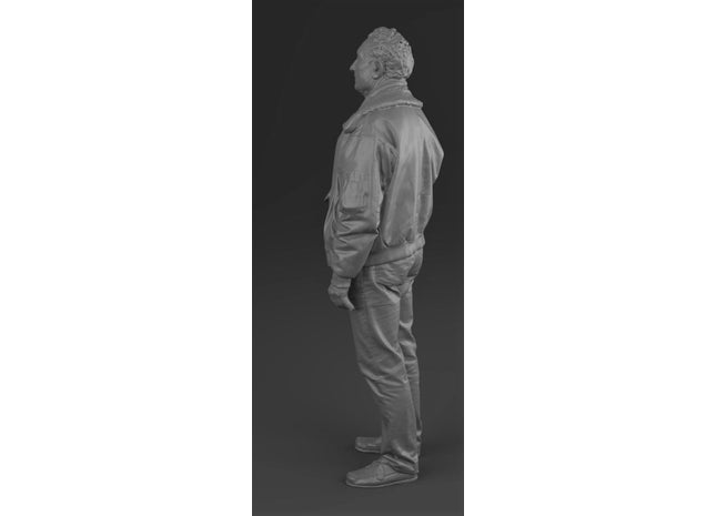 Older Male In Leather Jacket And Scarf Figure