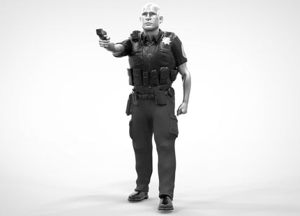 Armed Male Police Officer Taser Drawn Figure