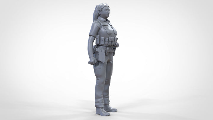 Armed Woman Police Officer Figure