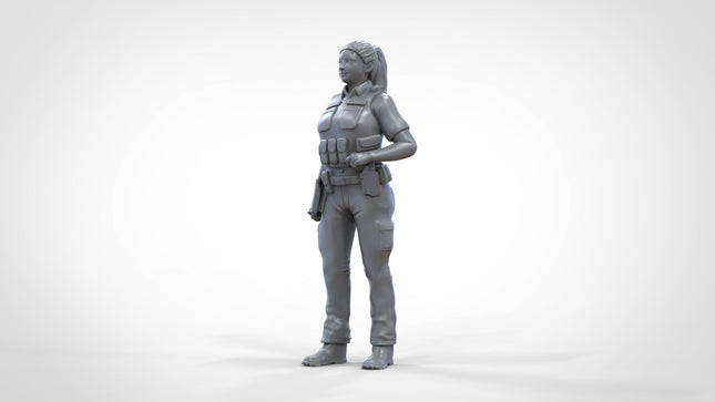 Armed Woman Police Officer Figure