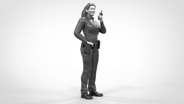 Armed Female Police Officer On Radio Figure