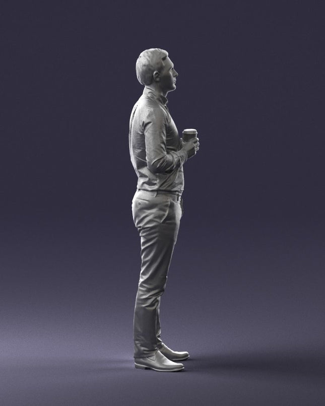 Male With Coffee Cup In Hand Figure