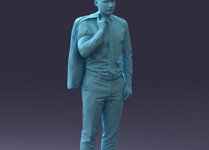 Young Male Office Worker Jacket On Shoulder Figure