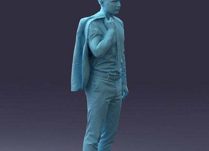 Young Male Office Worker Jacket On Shoulder Figure