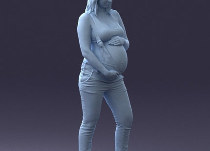 Young Pregnant Girl Showing Baby Bump Figure