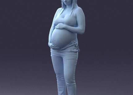 Young Pregnant Girl Showing Baby Bump Figure