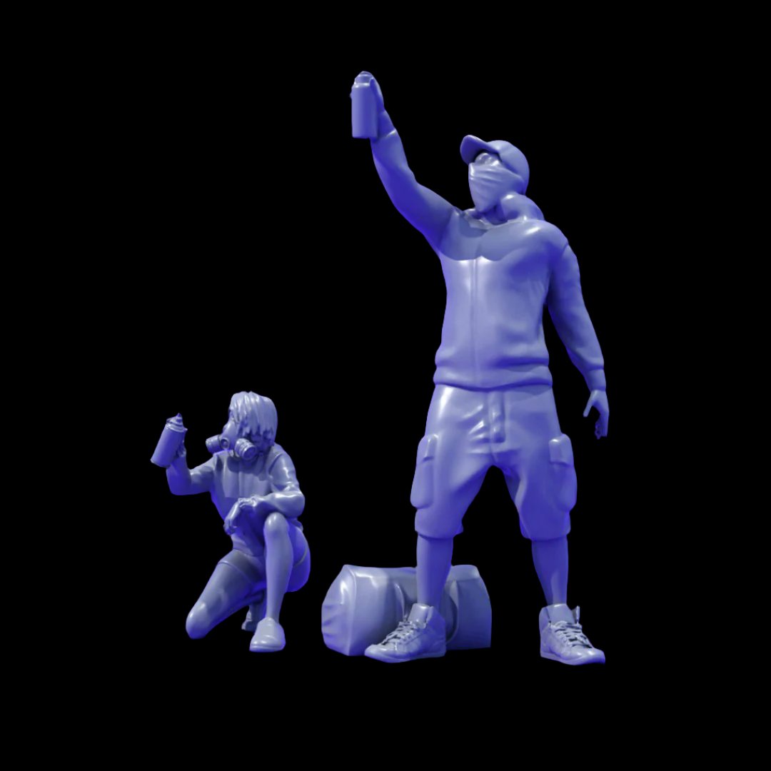 Mm722 Team Of Taggers/Graffiti Artists Figure