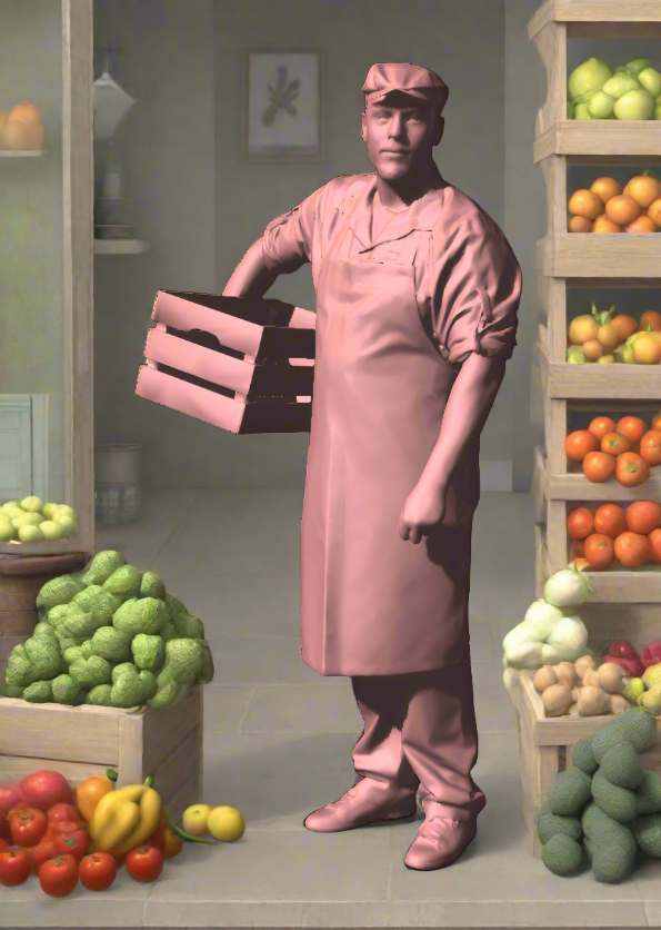 Mm1034 Shop Keeper With Veg Box Figure
