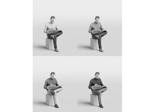 Male Sitting Reading Newspaper Figure