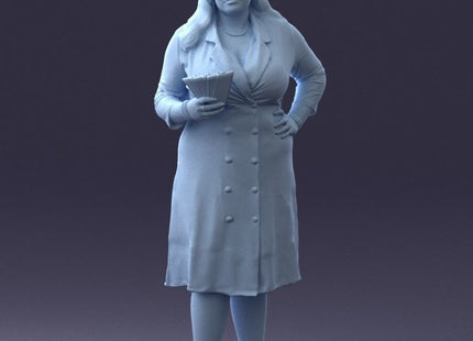 Large Female With Tickets/paperwork In Her Hand Figure