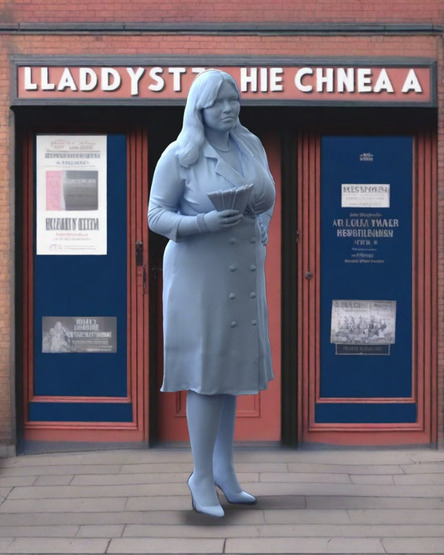 Large Female With Tickets/paperwork In Her Hand Figure