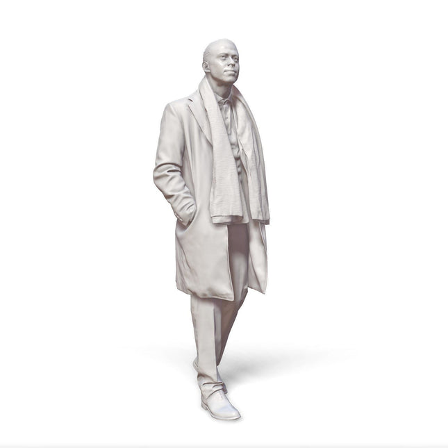 Walking Male In Coat And Scarf Figure