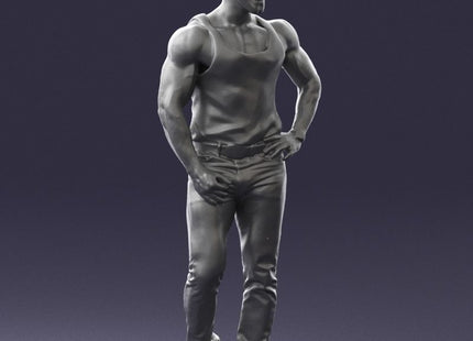 Body Builder In T-Shirt Posing Figure