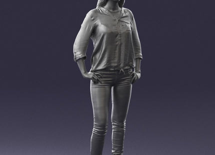 Young Stylish Girl Hands In Pockets Figure