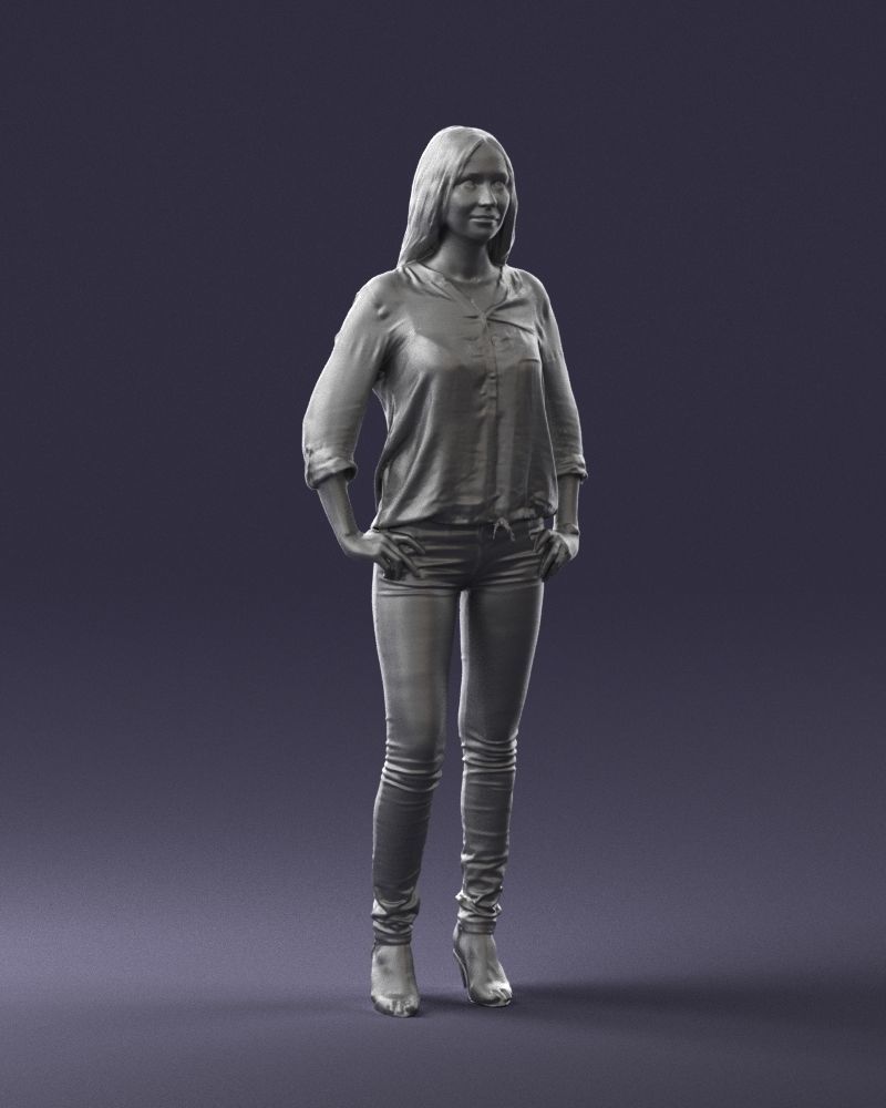 Young Stylish Girl Hands In Pockets Figure
