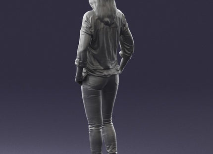 Young Stylish Girl Hands In Pockets Figure