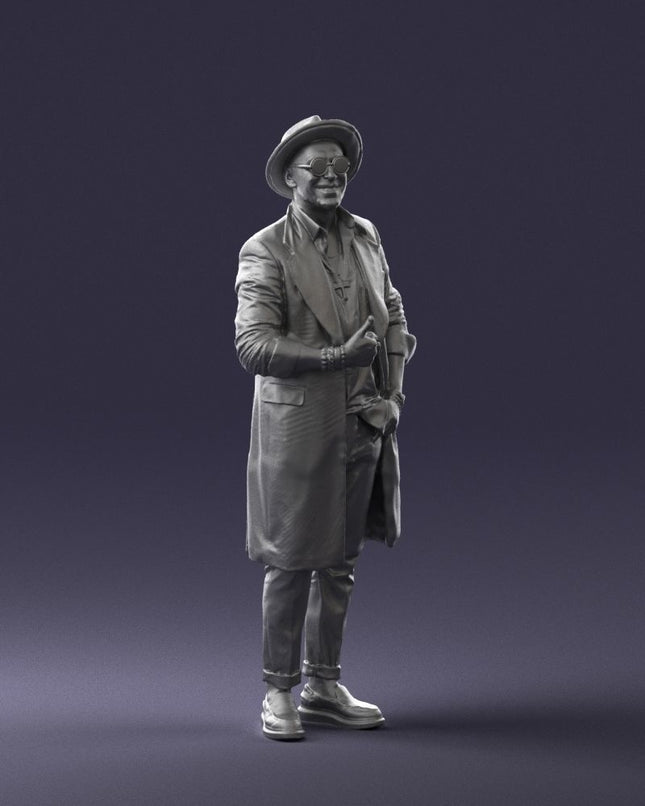 Stylish Male In Hat And Coat Figure