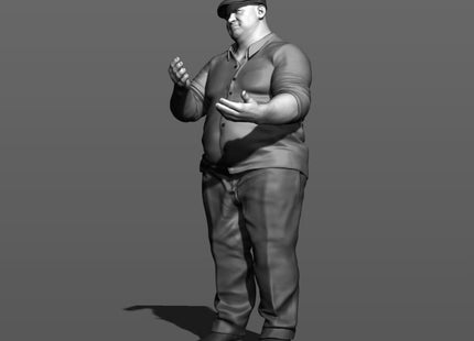 Large Male In Flat Cap Gesturing With Hands Figure