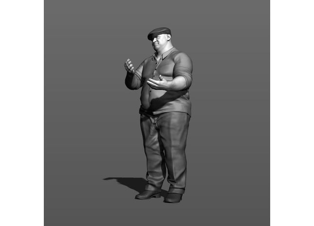 Large Male In Flat Cap Gesturing With Hands Figure