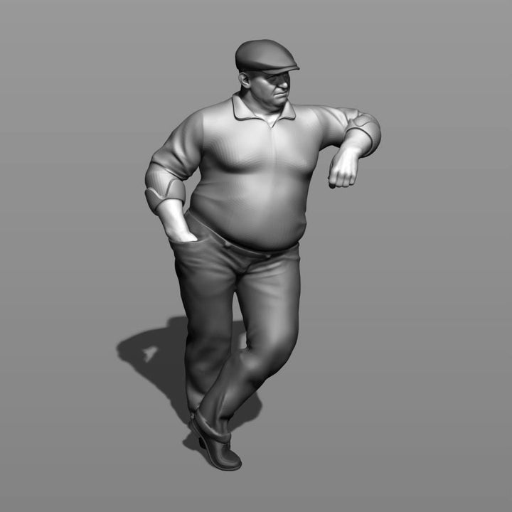 Large Male Wearing Flat Cap Leaning Figure