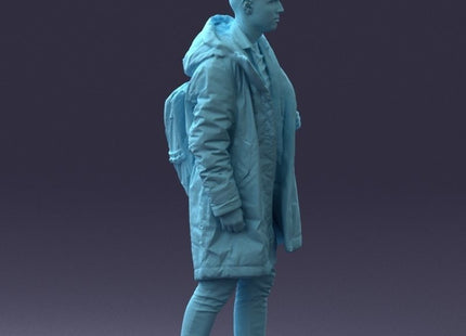 Male In Winter Coat With Shoulder Bag Figure
