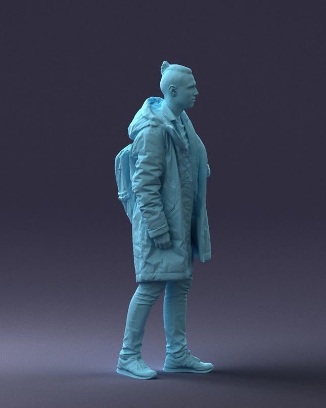 Male In Winter Coat With Shoulder Bag Figure