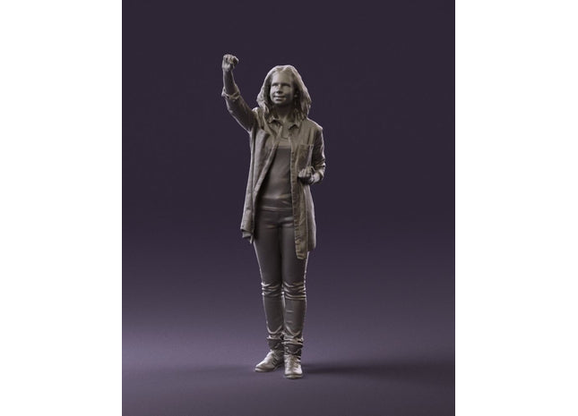 Girl With Hand Up Fist/salute Figure
