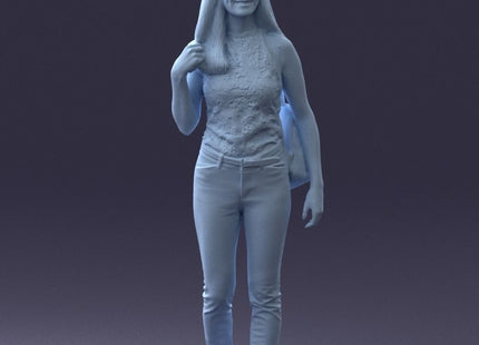 Female In Summer Clothes With Shoulder Bag Figure
