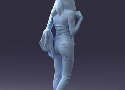 Female In Summer Clothes With Shoulder Bag Figure