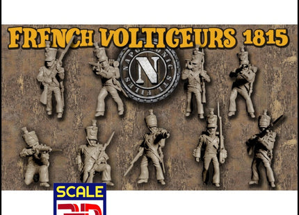 28Mm Napoleonic French Voltigeurs 1:56 / Set Of 9 Wargaming