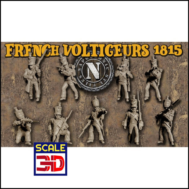 28Mm Napoleonic French Voltigeurs 1:56 / Set Of 9 Wargaming