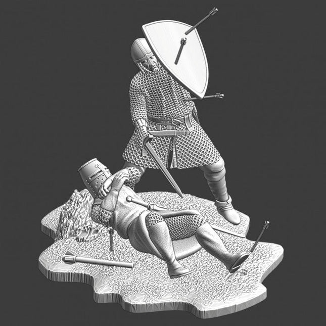 NCM020 Medieval soldier defending a wounded knight