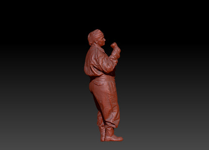 S3D0012 Female Soldier Standing drinking