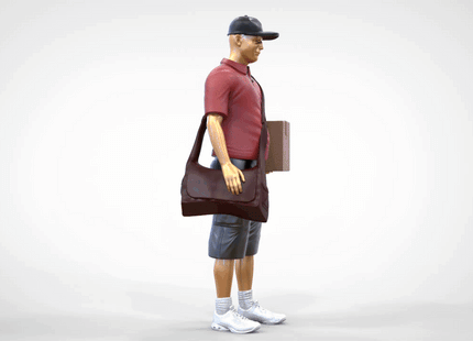 MM488 Modern Postman Delivery courier in shorts