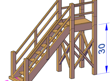 Wooden Stairs straight platform - RC-210#-E-76