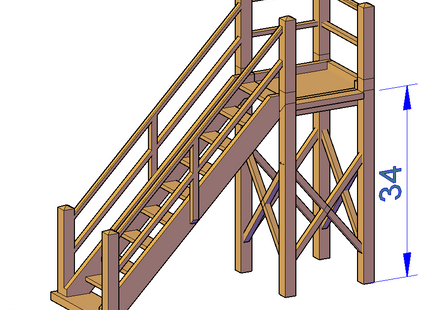 Wooden Stairs no platform - RC-210#-A-76