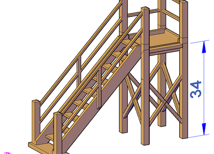Wooden Stairs right platform - RC-210#-R-76