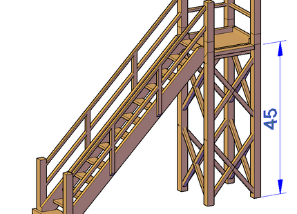 Wooden Stairs right platform - RC-210#-R-76