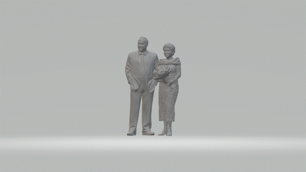 MM012 Old man in suit and Woman with flowers