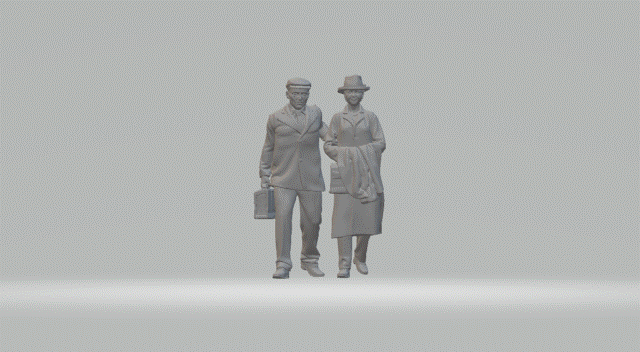 MM567 1940's Style Pensioners Walking Arm in Arm