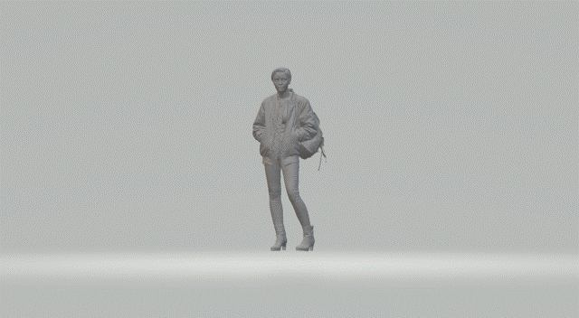 Mm445 Female In Leather Jacket And Shoulder Bag Figure
